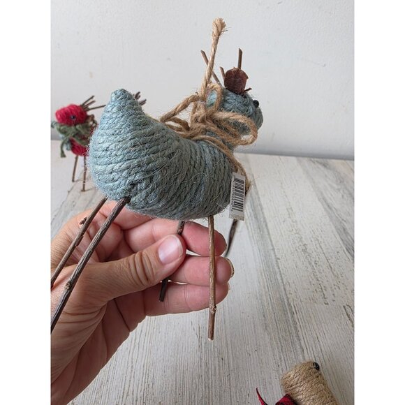 Enchanted Forest reindeer stick ornament Xmas decor set knit - Picture 5 of 9